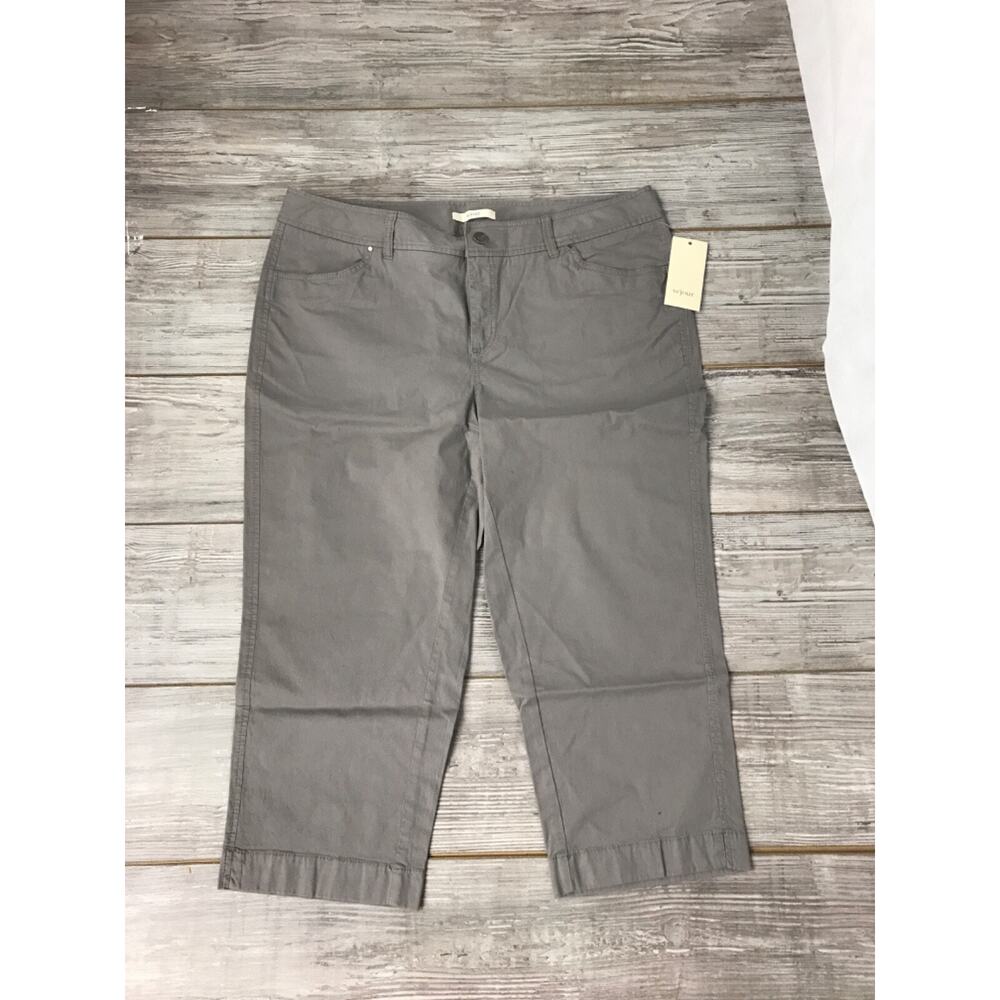 Sejour Nordstrom Womens Size 16W Gray Cloudburst Capri Pants Pockets SJ286666WN
